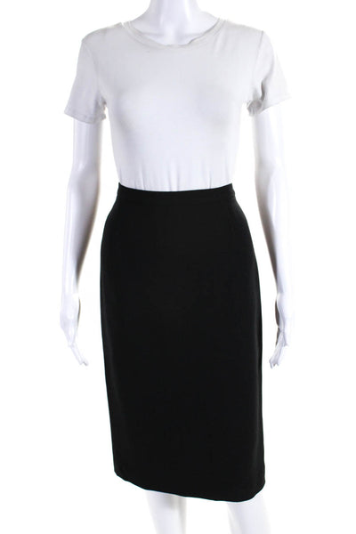 Krizia Womens Silk Crepe High Rise Zip Midi Pencil Skirt Black Size 42
