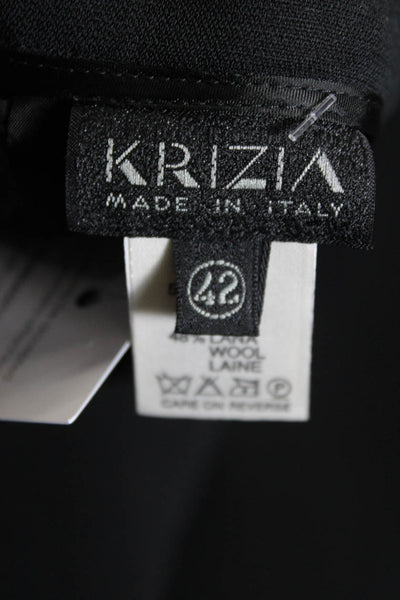 Krizia Womens Silk Crepe High Rise Zip Midi Pencil Skirt Black Size 42