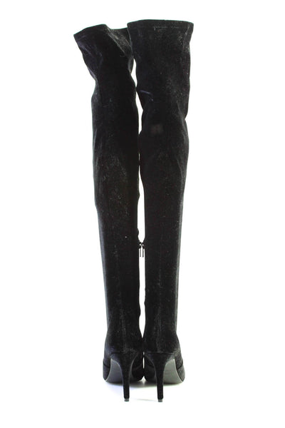Dune London Womens Velvet Zip High Heels Over The Knee Boots Black Size 36 6