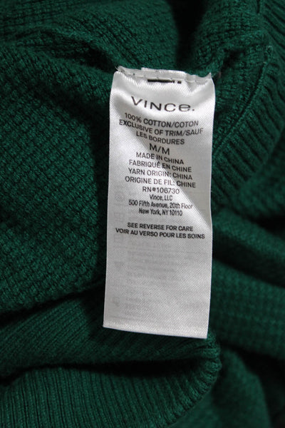 Vince Womens Waffle Knit Long Sleeved Boat Neck Pullover Sweater Green Size M