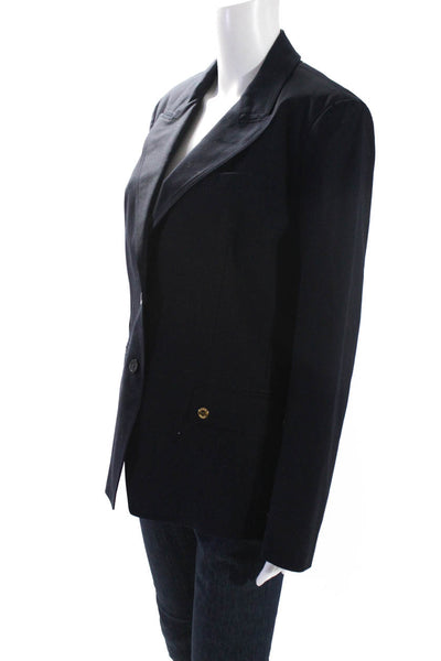 Michael Michael Kors Womens Peaked Lapel Two Button Blazer Jacket Navy Size 14