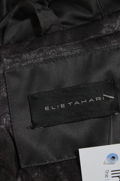 Elie Tahari Womens Satin Full Zip Bubble Hem Mid-Length Puffer Coat Gray Size M