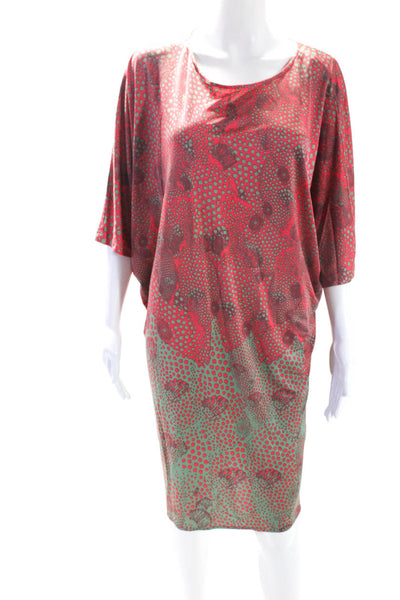 Issa London Womens Silk Spotted Print Batwing Mini Tunic Dress Pink Gray Size M