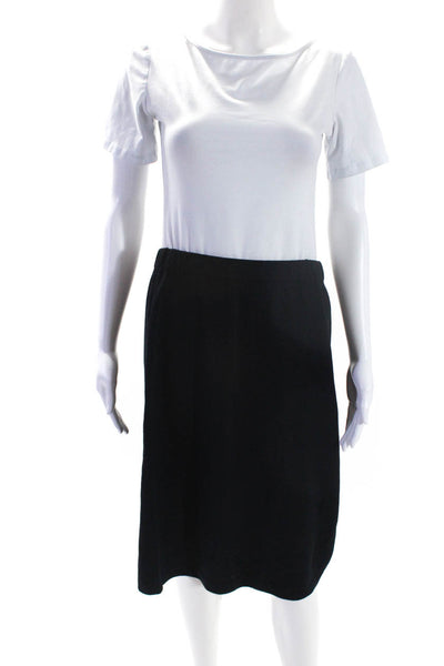 St. John Collection Womens Knit Ruched Hem Unlined A-Line Skirt Black Size M