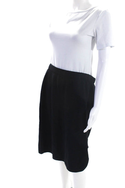St. John Collection Womens Knit Ruched Hem Unlined A-Line Skirt Black Size M