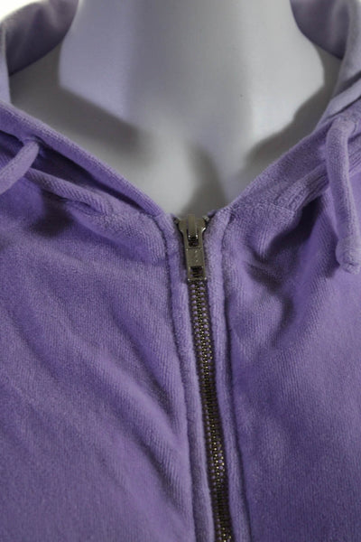 Roller Rabbit Womens Long Sleeved Full Zippered Drawstring Hoodie Purple Size M