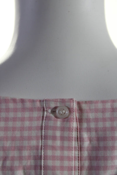 1901 Womens Gingham Plaid Belted Dress Pink White Cotton Size Small