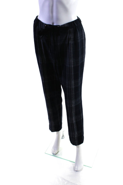 Claudie Pierlot Womens Plaid Slim Leg Pants Navy Blue Size EUR 40