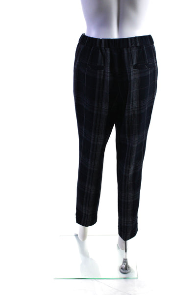 Claudie Pierlot Womens Plaid Slim Leg Pants Navy Blue Size EUR 40