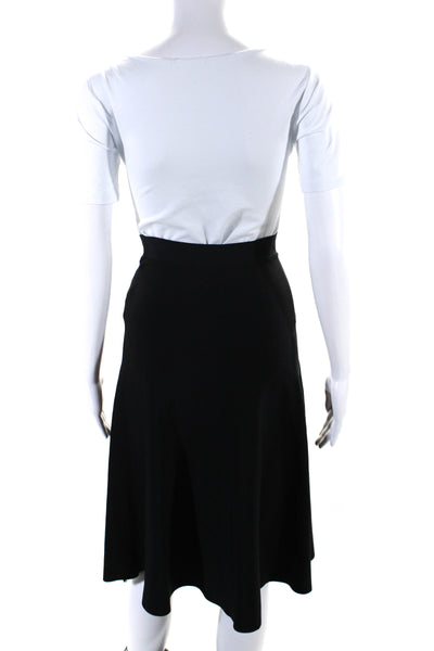 BCBGMAXAZRIA Womens Elastic Waist Unlined Midi Flared A-Line Skirt Black Size S