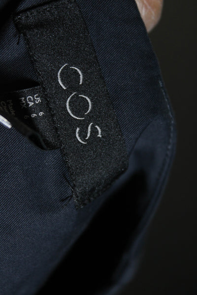COS Womens Cotton Short Sleeve Slit Midi Shift Dress Navy Size 6