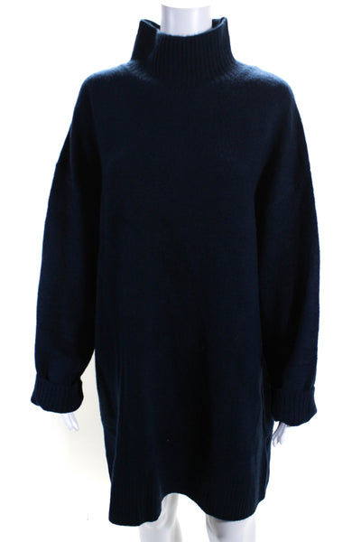Zara Womens Long Sleeve Mock Neck Ribbed Midi Sweater Dress Blue Size M Lot 2