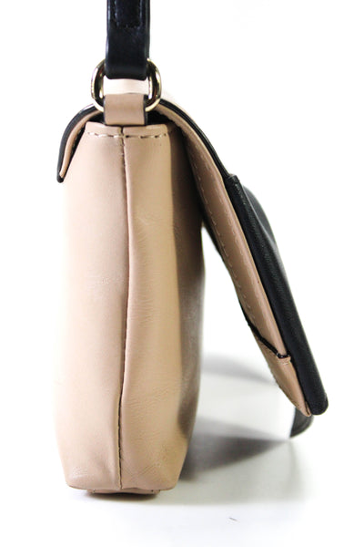 Kate Spade Womens Leather Bow Detail Foldover Snap Closure Shoulder Bag Beige
