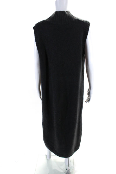 Zara Womens Sleeveless Crew Neck Knit Midi Sweater Dress Gray Size Large