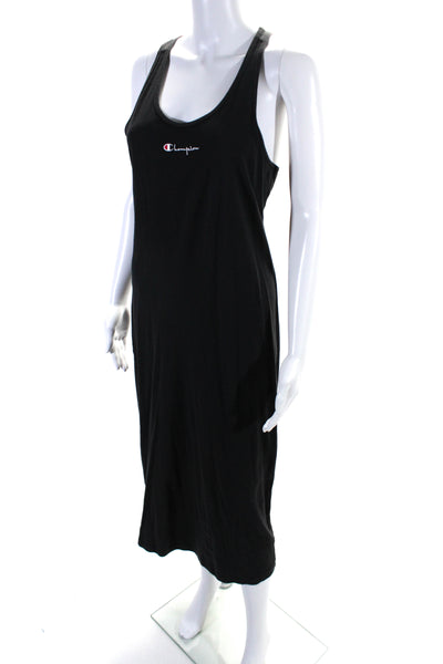 Champion Womens Sleeveless Scoop Neck Logo Midi Tank Dress Black Size Large