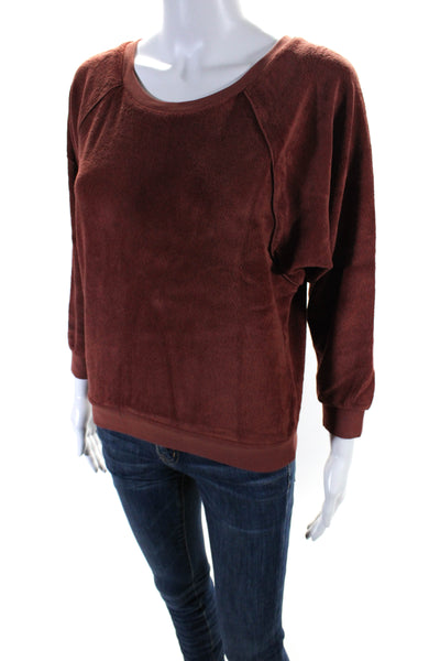 Suzie Kondi Women's Crewneck Long Sleeves Raglan Sweatshirt Brown Size XS
