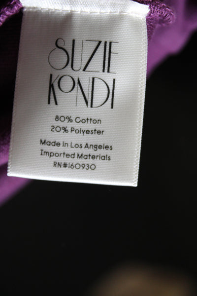 Suzie Kondi Women's Round Neck Drop Shoulder Velour Blouse Rose Size L