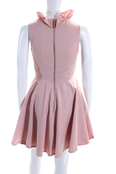 Ted Baker London Womens Sleeveless Ruffle Trim V Neck Dress Pink Size 0