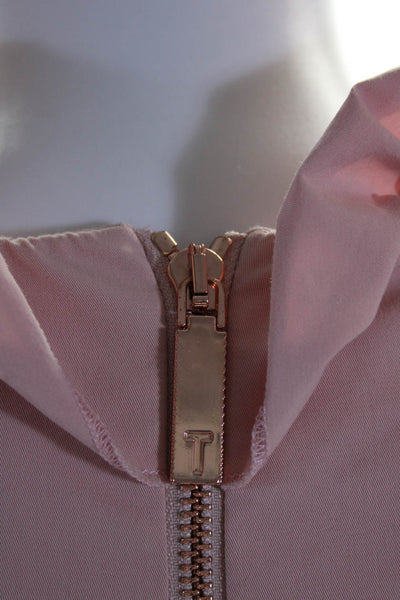 Ted Baker London Womens Sleeveless Ruffle Trim V Neck Dress Pink Size 0