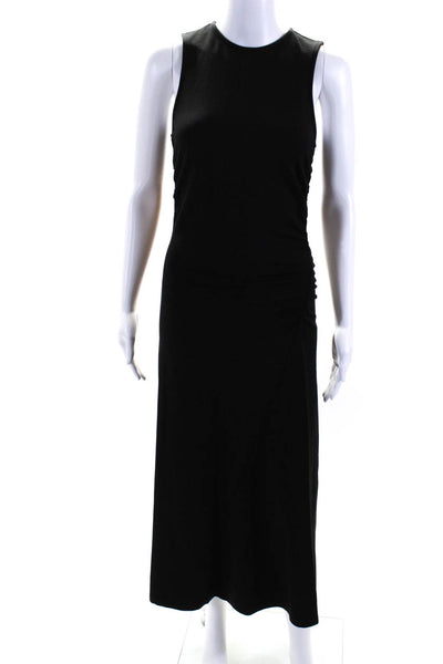 All Row Womens Knit Crew Neck Sleeveless Ruched A-Line Maxi Dress Black Size S
