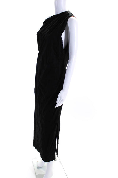 MRDN Womens Woven One Sleeve High Slit Shift Maxi Pullover Dress Black Size XS