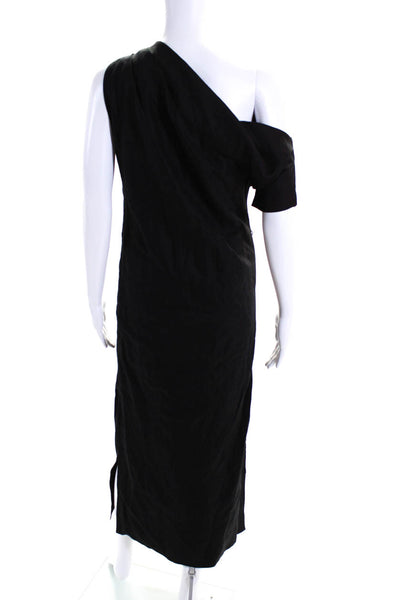 MRDN Womens Woven One Sleeve High Slit Shift Maxi Pullover Dress Black Size XS