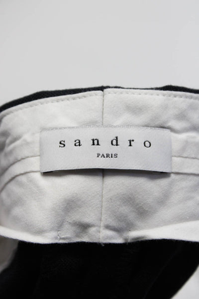 Sandro Womens Zipper Fly High Rise Straight Leg Woven Pants Black Size FR 40