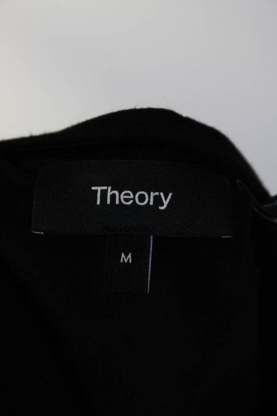 Theory Womens 3/4 Sleeve Drawstring Cowl Neck Oversized Shirt Black Size Medium