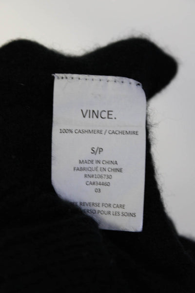 Vince Womens Short Sleeve Crew Neck Cashmere Knit Boxy Top Black Size Small