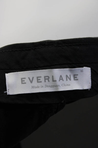 Everlane Mens Straight Leg Khaki Pants Black Cotton Size 35
