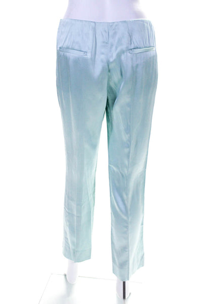 Miu Miu Womens Buttoned Zipped Straight Leg Slip-On Dress Pants Blue Size EUR38
