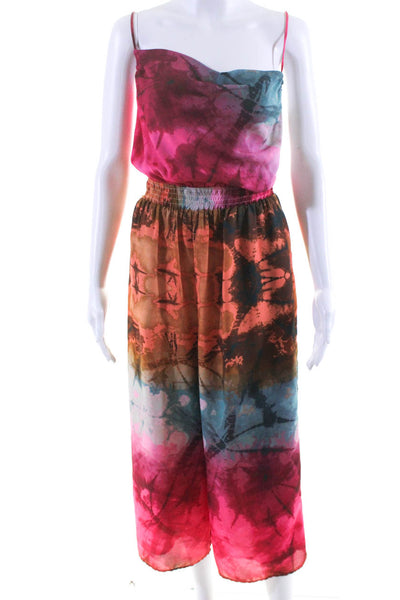 Adelyn Rae Womens Abstract Print Sleeveless Jumpsuit Multicolor Size S 13087651