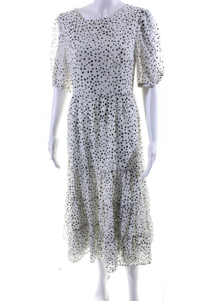 BB Dakota Womens Spotted Short Sleeve Zip Up Maxi Dress White Size 6 13223081