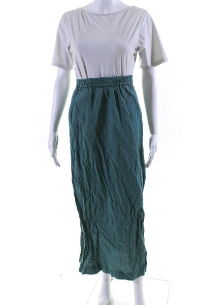 Something Navy Womens Cotton Linen Stretch Maxi Skirt Blue Size XS 15809835