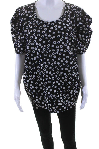 Eloquii Womens Spotted Short Sleeve Pullover Blouse Top Black Size 22 11031134