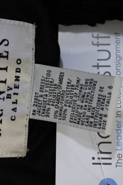 J.R. Nites Womens Vintage Beaded Velvet Short Sleeve Jacket Black Size 6