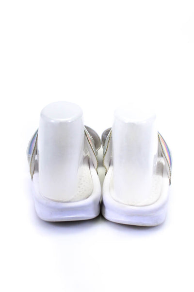 Nike Womens Holographic Slip On Flat Slides Sandals White Size 7
