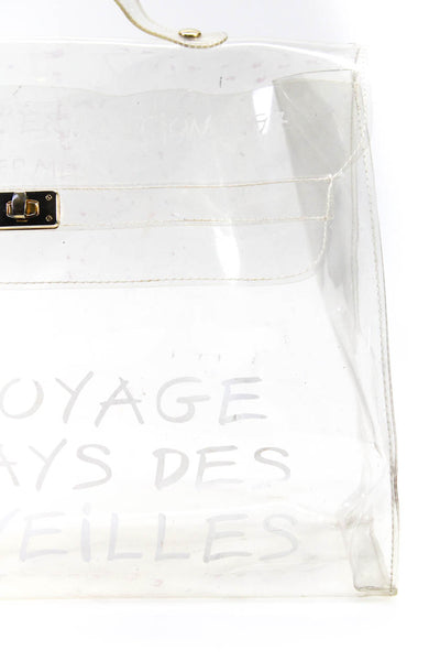 Hermes Womens Kelly Souvenir De L'Exposition Vinyl Top Handle Handbag Clear