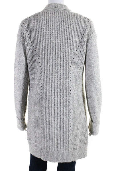 10 Crosby Derek Lam Womens Long Open Front Cardigan Sweater Gray White Small