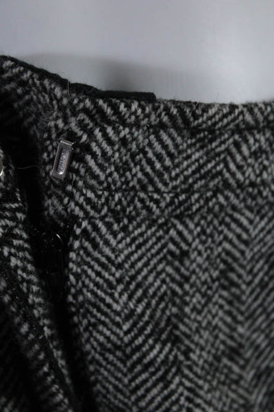 No. 21 Womens Herringbone Tweed Cropped Flare Pants Black White Size 8