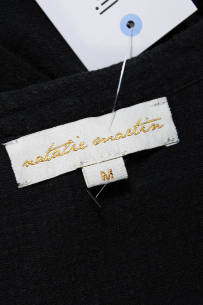 Natalie Martin Womens Tie Neck Long Sleeve Woven Shift Dress Black Size Medium