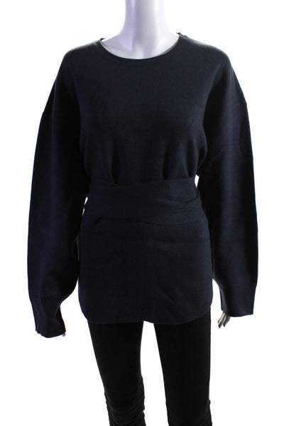 Modern Citizen Womens Long Sleeves Crew Neck Belted Sweater Gray Size Medium