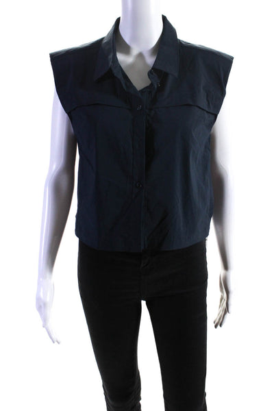 Modern Citizen Womens Button Down Tank Top Navy Blue Cotton Size Small