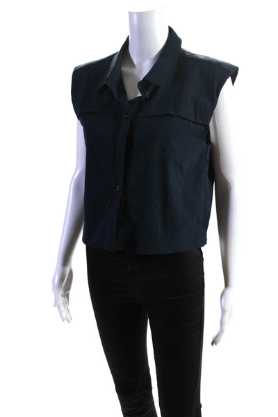 Modern Citizen Womens Button Down Tank Top Navy Blue Cotton Size Small