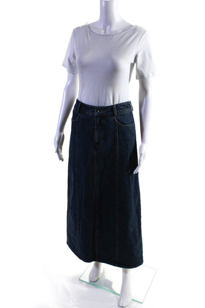 Modern Citizen Womens Denim A Line Maxi Skirt Blue Cotton Size Small