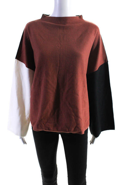 Modern Citizen Womens Colorblock Print Mock Neck Sweater Top Multicolor Size 1X