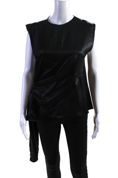 Narciso Rodriguez X Zara Womens Satin Sleeveless Wrap Around Blouse Black Size S