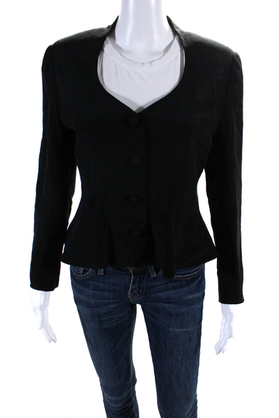 Magaschoni Tracy Reese Womens Silk Button Down Jacket Black Size 10
