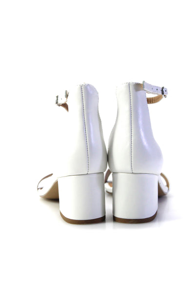 Steve Madden Womens Irene Open Toe Ankle Buckled Block Heels White Size 6