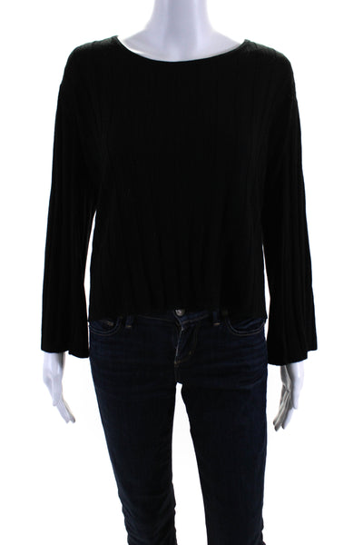 Modern Citizen Womens Knit Long Sleeve Scoop Neck Sweater Top Black Size M